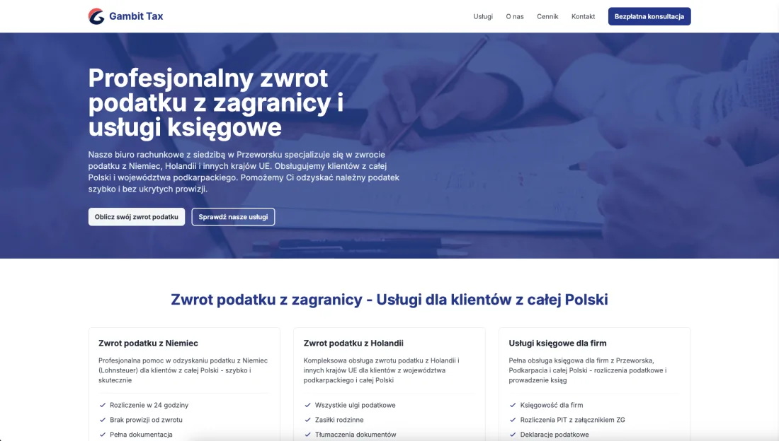 Gambit Tax — zrzut ekranu